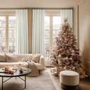 Cream Linen Blend Blackout Curtains 84 Inch Long 2 Panel Back Tab Thermal Insulated Light Blocking Curtain for Living Room Black Out Drape for Bedroom Neutral Rustic Farmhouse 52x84 Length, Ivory White