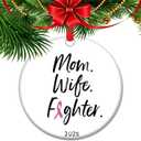 Cancer Survivor Ornament 2025 Woman Wife Fighter Gift Hope Keepsake for Cancer Warriors Strength Memorial Ceramic Christmas Decor (C1)