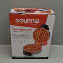 Gourmia Belgian Waffle Maker Compact Design with Upright Storage, Adjustable Browning, and Easy-Clean Nonstick Ceramic Plates, Stainless Steel