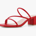 Shoe'N Tale Strappy Heels For Women Low Chunky Block Heel Heeled Sandals Square Open Toe Slip On Slides Mules 10