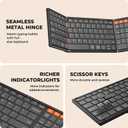 MEETION Foldable Keyboard and Mouse, Folding Portable Wireless Keyboard Mouse, Full Size Rechargeable 2.4G+Dual Bluetooth Keyboards Combo for Business Travel, for Windows/Mac/iOS/Andriod, iPad/Laptop