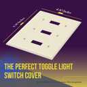 ENERLITES Triple Toggle Light Switch Wall Plate, Gloss Finish, Standard Size 3-Gang 4.50" x 6.38", Unbreakable Polycarbonate Thermoplastic, 8813-LA, Light Almond