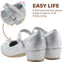 Girls Dress Shoes-Mary Jane Shoes for Girls Low Heel Princess Hook and Loop Dress Shoes Party Wedding Flats for Little/Big Kids 3