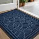 DEXI Front Door Mat Outside Entrance, Heavy Duty Non Slip Low Profile Doormat for Entryway, Trap Dirt and Moisture Welcome Mats, Easy Clean, Patio, Garage, 3x2, Blue