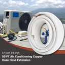 50 FT Air Conditioning Copper Hose Extension, 1/4 and 3/8 Inch Thickened Insulation Cotton with Nuts and Other Accessories Fit for Mini Split Air Conditioner