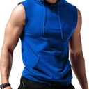 Amussiar Mens Shirts Sport Sleeveless Workout Tank Top with Hood Gym Hoodie Light Blue (Blue, XXL)