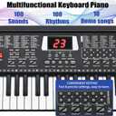 61 Key Keyboard Piano, Portable Electronic Keyboard Piano for Beginners with Speakers, Microphone, Sheet Music Stand, 100 Voices, 100 Rhythms, Digital Music Keyboard for Teen - Black