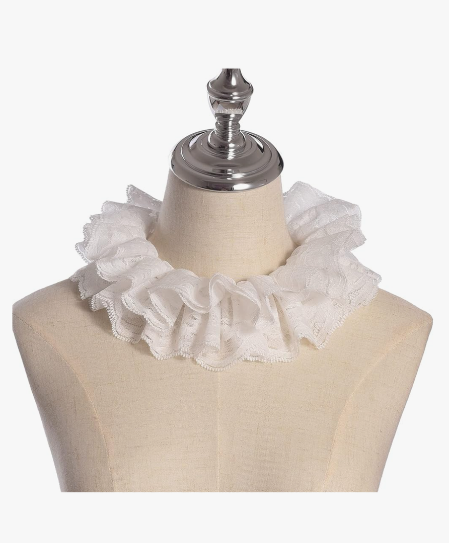 Vintage Lace Ruffled Multi-layer Detachable Collar Victorian Edwardian White Costume Neck Collar Unisex