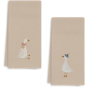 Funny Coquette Bow Silly Goose Kitchen Towels - Set of 2, Goose Decorative Hand Towels for Bathroom, Goose Lover Gifts, Goose Dish Tea Towels for Kitchen Decor, 16x24 Inch