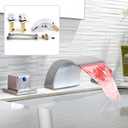 Silver Bathtub Faucet Set,Stainless Steel Roman Tub Faucet,Waterfall Bathtub Faucet,Roman Tub Faucet with Double-Handle and 1/2in Hot and Cold Hose,Silver Bathtub Faucet Set
