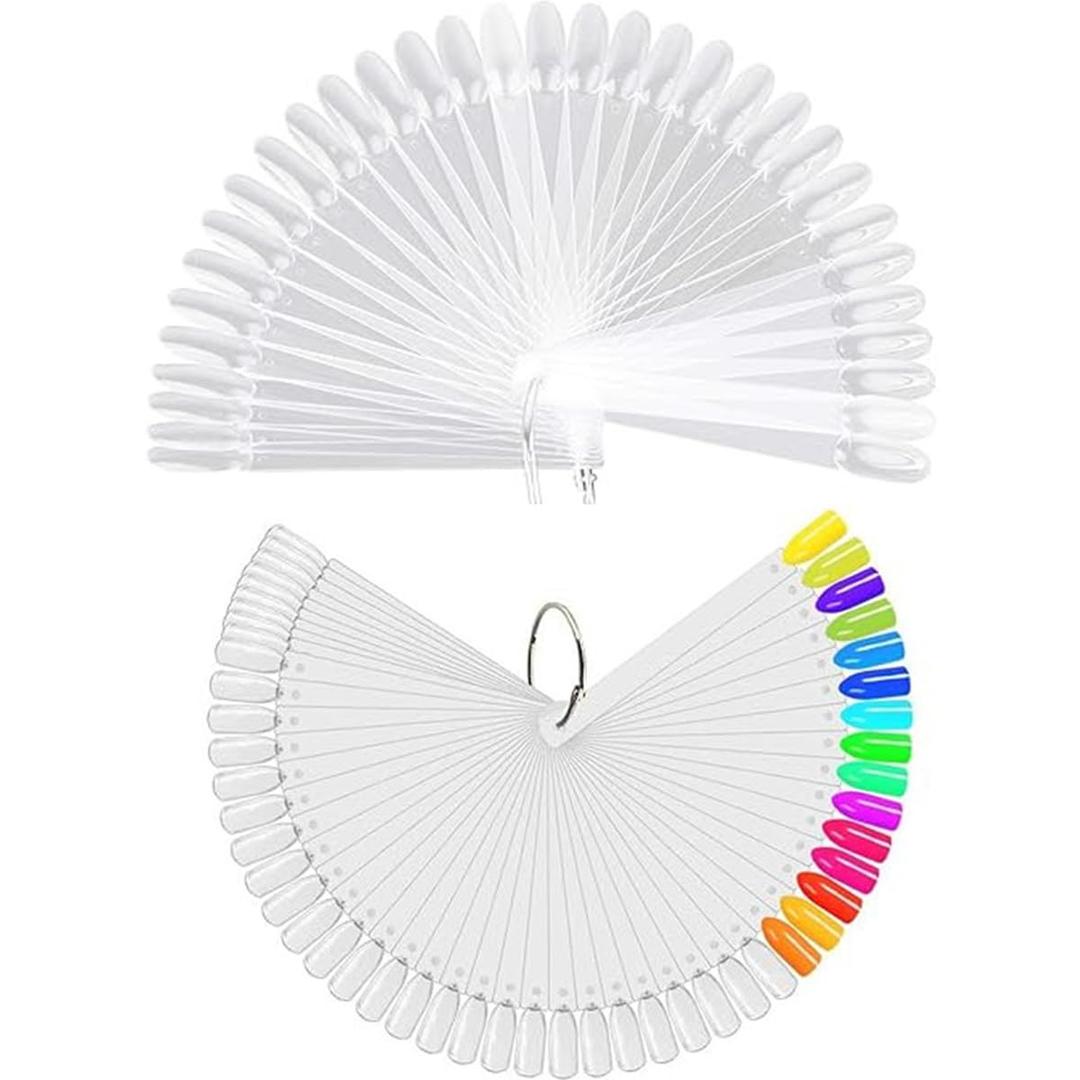 2 x Transparent Nail Display Sticks, Nail Sample Sticks, Fan Shape Nail Art Tips Clear Fan-shaped Display for Nail Art Polish Practice(100Pcs)