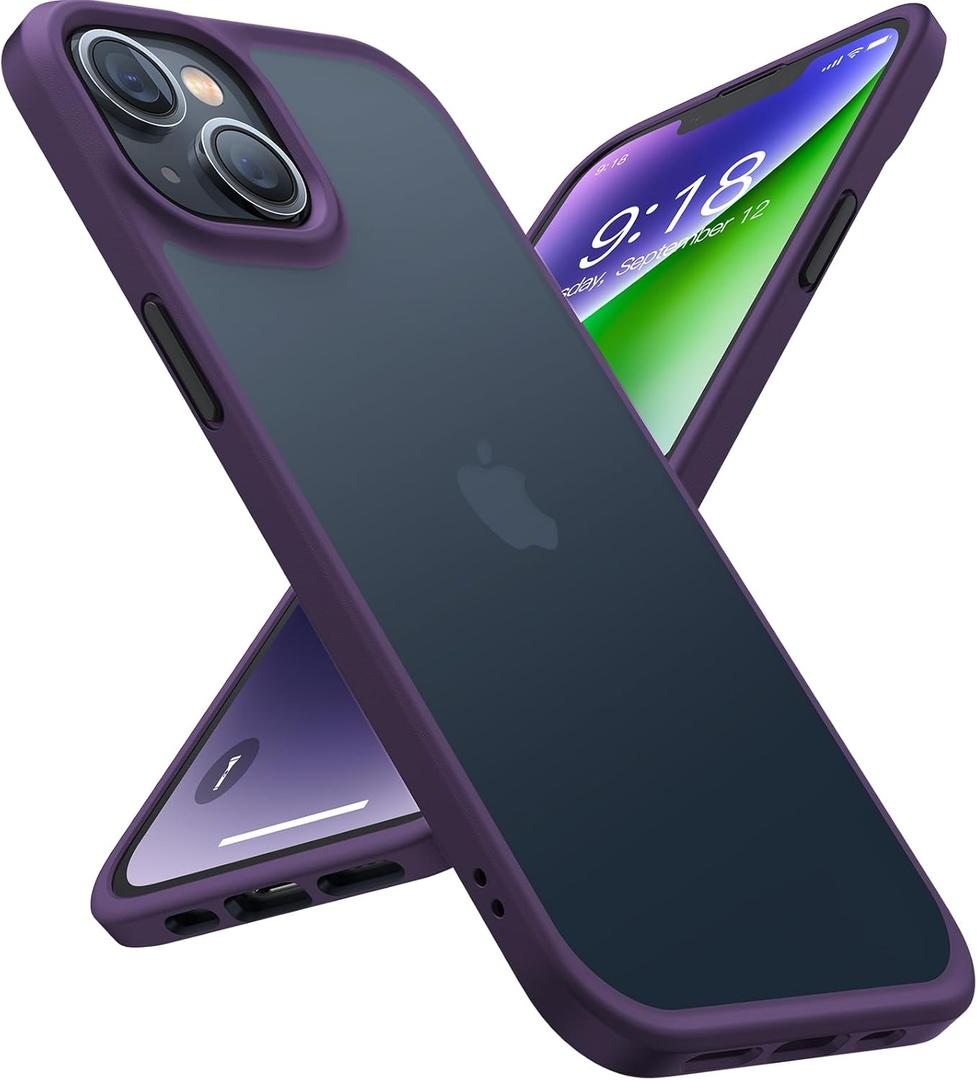 TORRAS Upgraded Shockproof Case for iPhone 14 & 13, Military Grade Drop Tested, Slim Fit, Deep Purple