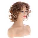 Short Curly Light Brown Wig with Bangs for Women Shaggy Curly Natural Synthetic Heat Resistant Cosplay Costume Wig(mixed blonde)