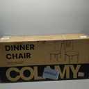 COLAMY Upholstered Parsons Dining Chairs Set of 2, Fabric Dining Room Kitchen Side Chair with Nailhead Trim and Wood Legs - Beige
