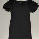 WDIRARA Toddler Girl's Mock Neck Puff Short Sleeve Ribbed Knit Bodycon Pencil Dress (4T, black)