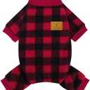XPUDAC Dog Christmas Pajamas Plaid Doggie Clothes for Small Medium Dogs Girl Boy Fleece Dog Sweater for Winter Christmas(Small)
