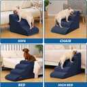 Aodisman 4-Step Dog Stairs and Ramp for Beds or Couches,Non-Slip Sturdy Pet Steps for Small Dogs and Cats,17.4" H,Blue