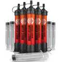5 High-Capacity Emergency Water Straws Lightweight, Reusable, 1800-gallon Filters for Camping, Hiking, Travel, Biking, Survival, and Emergency Preparedness - No Expiration Date - Practical Survival