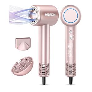 Hair Dryer, High-Speed Ionic Low Noise Blow Dryer with Brushless Motor for Fast Drying, Thermo-Control Quiet Compact Hair Blow Dryer with Magnetic Diffuser for Curly Hair for Home Travel Salon