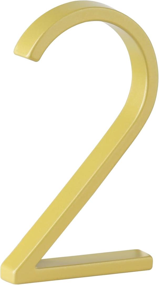 HASWARE Floating House Number Sign: 5 inch Modern Door Signage - Striking for Street Home Address Numerals (2, Golden)