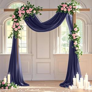 3×10 ft Shimmer Navy Blue Draping Sheer Arch Fabric For Wedding Party 3 Panels And 2 Panels Black