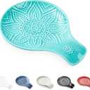 Ceramic Spoon Rest, 7.48 Inches Spoon Holder for Kitchen Counter, Kitchen Accessories, Dishwasher Safe, Turquoise