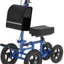 All Terrain Knee Scooter for Adults, Foldable Rolling Knee Scooter with DIY Stickers & Shock Absorber, Steerable Knee Walker for Broken Foot, Ankle Injuries & Surgery, Better Crutch Alternative  Dark Blue