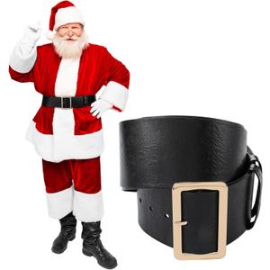 Shihanee Christmas Tooled Leather Santa Claus Belt and Buckle - 3" Wide Merry Christmas to All Cowhide Tooled Leather Belt for Party Santa Costume Cosplay