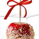 JOERSH 4x4x4 Inches Candy Apple Boxes with Hole and Paper Doilies Base 30 SETS Clear Caramel Apples Boxes for Treats | Food in Safe PET Plastic Box Fits Standard and Large Apple