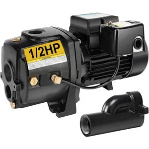 Acquaer Shallow/Deep Well Jet Pump, Cast Iron Convertible Pump with Ejector Kit, Well Depth Up to 25ft or 90ft, 115V/230V Dual Voltage, Automatic Pressure Switch
