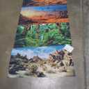 Breling 4 Pcs 36 x 18 Inch Reptile Habitat Background with Nano Glue Gobi Sun Cactus Stone and Green Tree Fern Stream Bearded Dragon Terrarium Background Polyester Durable Aquarium Accessories