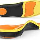 BestHalo Heavy Duty Plantar Fasciitis Insoles - 220+ lbs High Arch Support Orthotic Inserts for Pain Relief, Flat Feet, Heel Pain, Work Boots (Orange, Men 7-8.5 | Women 8-9.5)