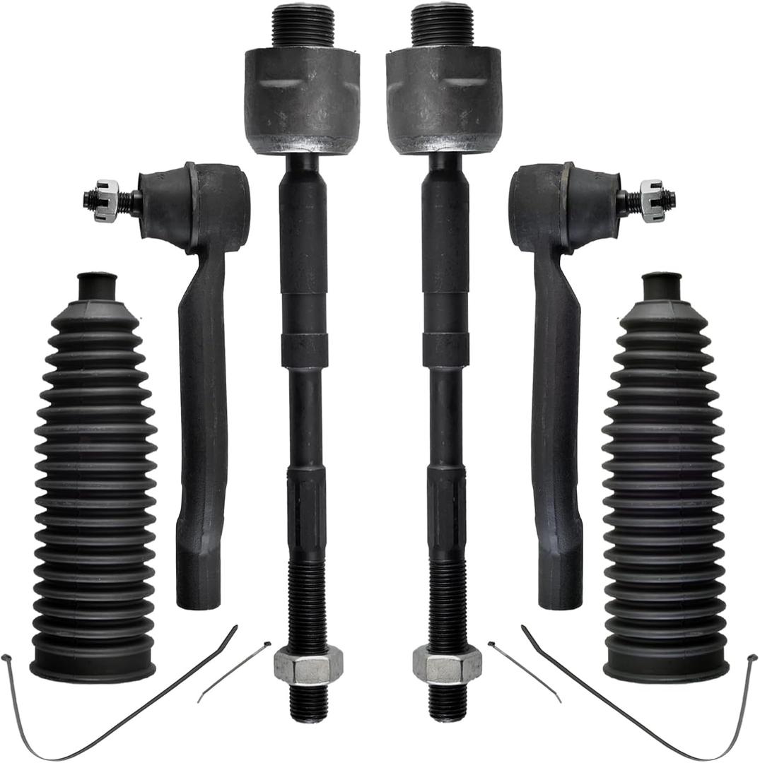 ASTARPRO - Front 6pc Tie Rods Kit for 08-13 Nissan Rogue, 14-15 Rogue Select, 4 Inner &Outer Tie Rods 2 Boots 2008 2009 2010 2011 2012 2013 2014 2015 Replacement