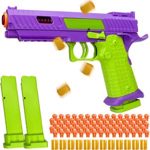 Shell Ejecting Toy Gun, Semi Automatic Toy Gun with Soft Bullets, Educational Model Toy Pistols for Outdoor Shooting Game, for Kids Boys Girls Ages 8-12 (Purple)