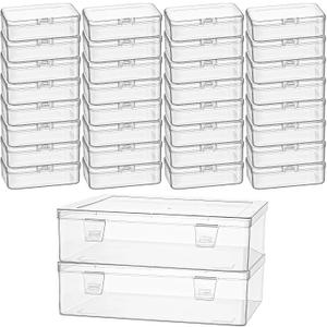 Bead Organizers and Storage, Mini Transparent Plastic Boxes Holder Cases for Diamond Drawing Bracelet Making Nail DIY Craft Jewelry Battery Screw (2 Pcs Outer + 32 Pcs Inner Boxes)