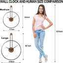YISITEONE Large Decorative Wall Clock for Living Room,Metal & Walnut Dial Home Decor Silent Non Ticking Lightweight Clocks for Bedroom, Farmhouse, Office Decorations, 28.7''21.6'',Black