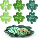 6 Pcs St. Patrick's Day Plates 5.91 Inch Shamrock Dishes Irish Shamrock Candy Treat Cookie Goodie Plates Ceramic Snack Dishes for Irish Party Festive Celebrations