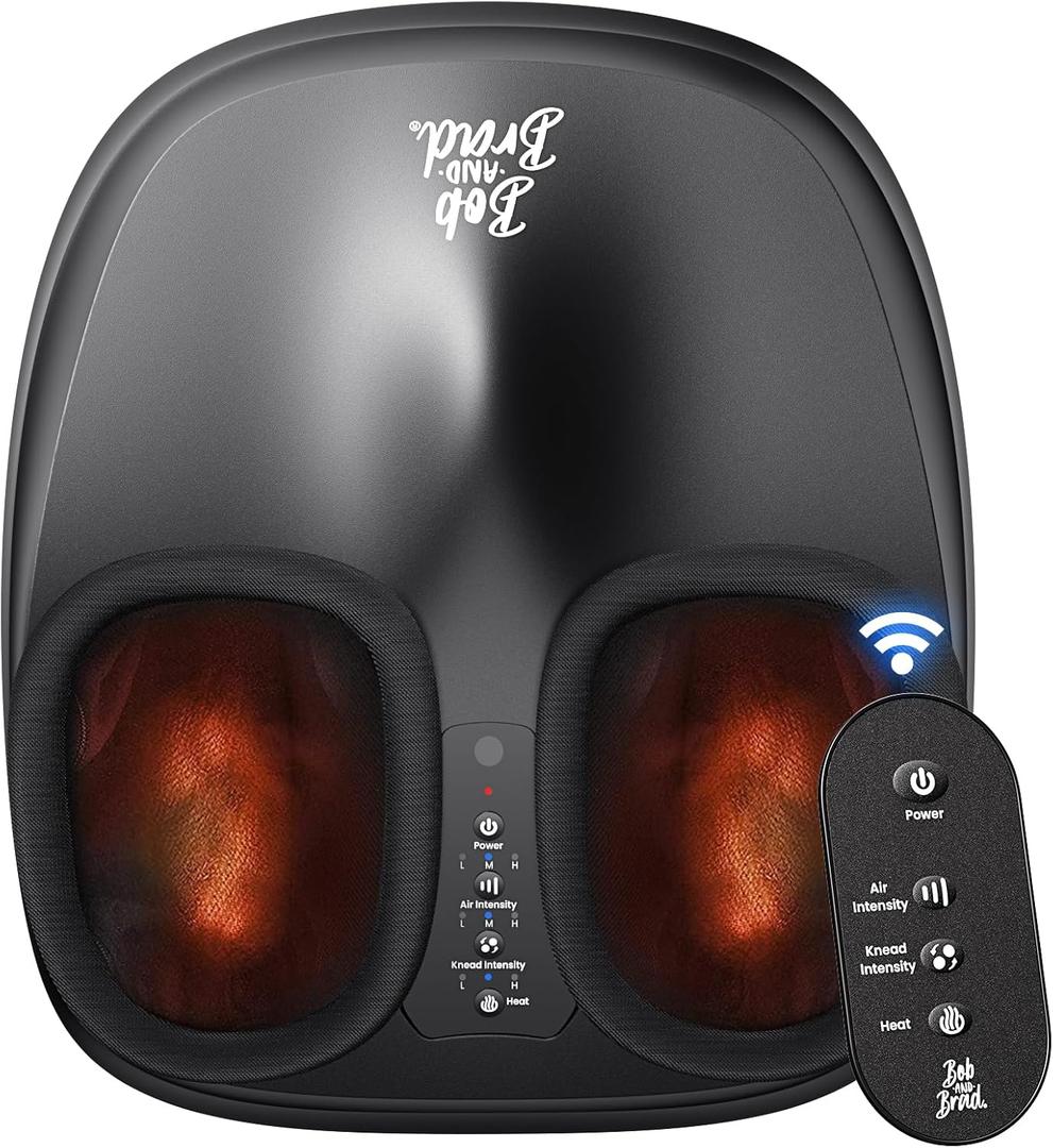 BOB AND BRAD Foot Massager with Heat and Remote,FSA Eligible HSA Eligible, Shiatsu Deep Kneading Electric Feet Massager Machine for Plantar Fasciitis, Men Size 12
