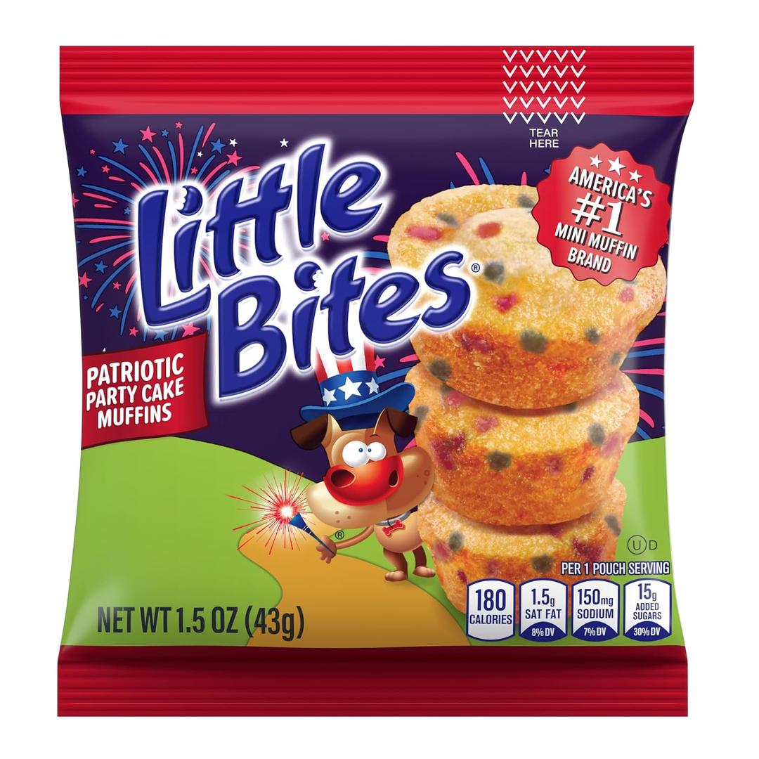 5 x (Individual) Little Bites Party Cake Muffins, Cake and Sprinkles Mini Muffins, 1.5 oz Pouch (EXP 08/30/26)