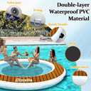 Inflatable Floating Water Hammock, 8ft/10ft Round Floating Ring for Adults Kids with Mesh, 6 inch Thick Floating Platform River Floats Dock for Pool Ocean Lake Beach