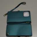 Defencase for iPhone 14 Pro Case, RFID Blocking iPhone 14 Pro Wallet Case for Women and Men with Credit Card Holder Zipper PU Leather Protective Cover for Apple iPhone 14 Pro Phone Case, Blue Green