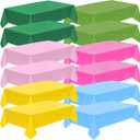 Plastic Table Cloth Disposable 12 Pack, 54 x 108 Inch Reuseable Colorful Rectangle Waterproof Table Cloths for Birthday, Wedding, Picnic & Party Decor, Leakproof & Sturdy, Rainbow Themes