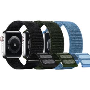 SimpleThings Compatible with Kids Apple Watch Bands, Nylon Hook and Loop for K12 Boy Girl Small Wrist iWatch Series 9 8 7 6 5 4 3 SE SE2 SE3 (Black&CapeBlue&ArmyGreen)