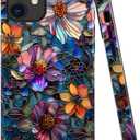 Case Compatible with iPhone 11,Fall Prevention Bright Hybrid 2-Layer Hard Shell Phone Case for Girls Boys,Colorful Floral Flower Art