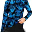 Girls Rash Guard Swimsuit Two Piece Set Colorblock Long Sleeve Bathing Suit UPF50+Sun Protection Swim Suits 11-12Y