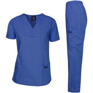 Dagacci Scrubs Medical Uniform Women and Man Scrubs Set Medical Scrubs Top and Pants (XX-Large, Royal Blue)