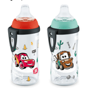 NUK Active Sippy Cup, 10 oz, 2 Pack, Disney's Cars, Lightning McQueen, BPA-Free, Spill-Proof, Transition Cup