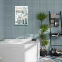 Asunygirl Bathroom Blue Wall Art Wash Your Hands Daisy Butterfly 16x24 Inch