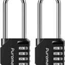 Puroma 2 Pack 2.6 Inch Long Shackle Combination Lock 4 Digit Outdoor Waterproof Padlock for Hasp locker lock, Sports Locker, Fence, Gate, Toolbox, Case, Hasp Storage, Cabinets (Black)