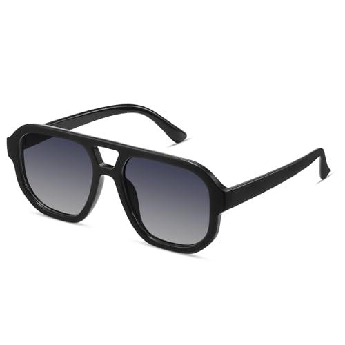 livho Trendy Polarized Square Aviator Sunglasses Women Men Square Eyewear Frame, Retro Sun Glasses for Women Men 2025 Shades